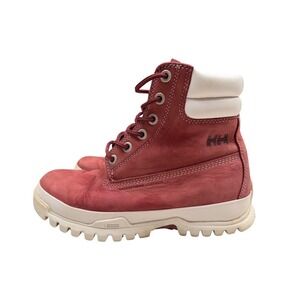 Helly‎ Hansen Hiking Boots Red Waterproof Leather Boots Gorpcore Workwear Sz 8